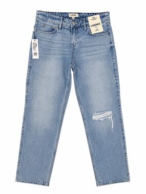 L'AGENCE Light Blue Boyfriend Jeans with Knee Distress